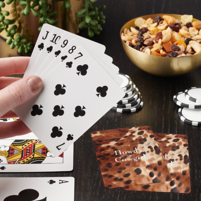 Brown Cream Black Cowhide  Playing Cards (In Situ)