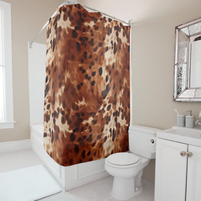Brown Cream Black Cowhide  Shower Curtain (In Situ)