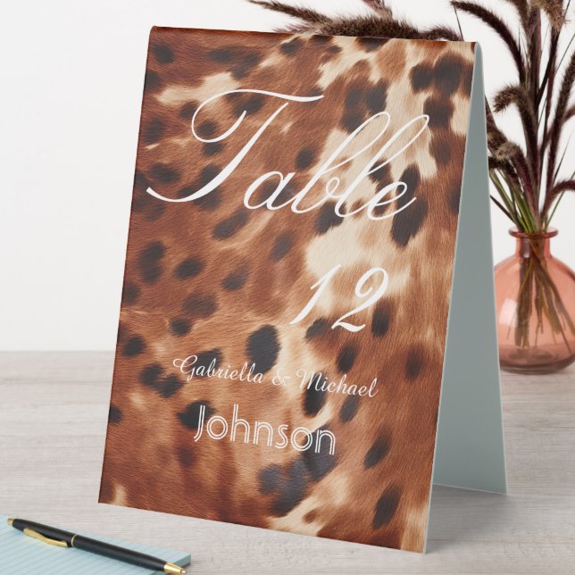 Brown Cream Black Cowhide Table Number (In SItu (Table))