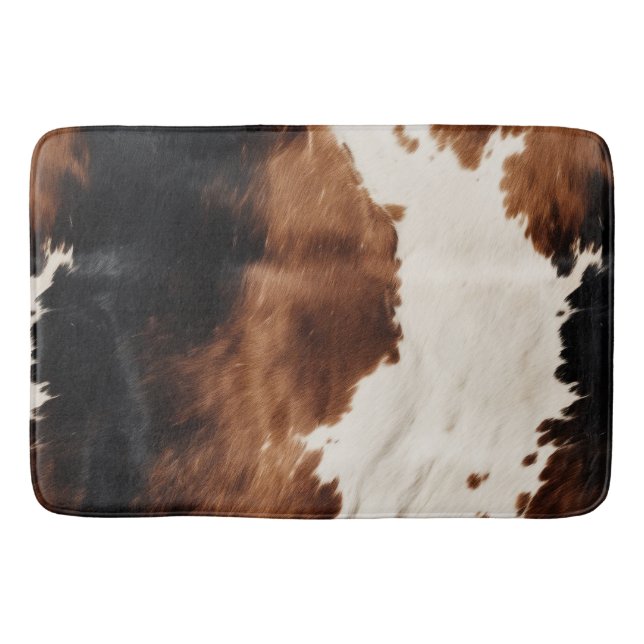 Brown Cream Black Southwest Cowhide Bath Mat (Front)