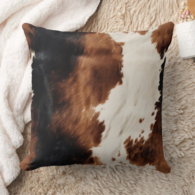Brown Cream Black Southwest Cowhide Cushion (Blanket)
