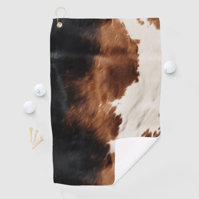 Brown Cream Black Southwest Cowhide Golf Towel (InSitu)