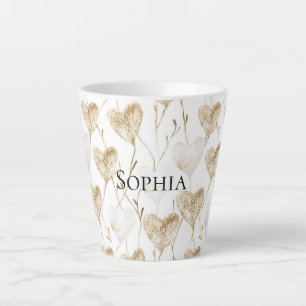 Brown Cream Boho Hearts Latte Mug