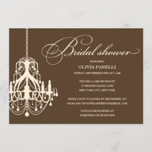 BROWN & CREAM CHANDELIER BRIDAL SHOWER INVITE