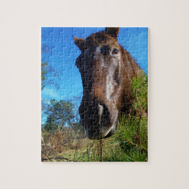 Brown & Cream Coloured Horse blue sky Jigsaw Puzzle (Vertical)