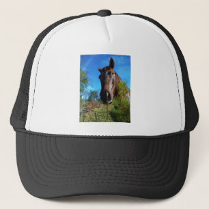 Brown & Cream Coloured Horse blue sky Trucker Hat