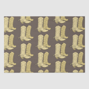 Brown Cream Cowboy Boots Tissue Paper