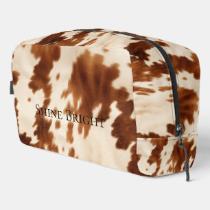 Brown Cream Cowgirl Southwest Cowhide Dopp Kit