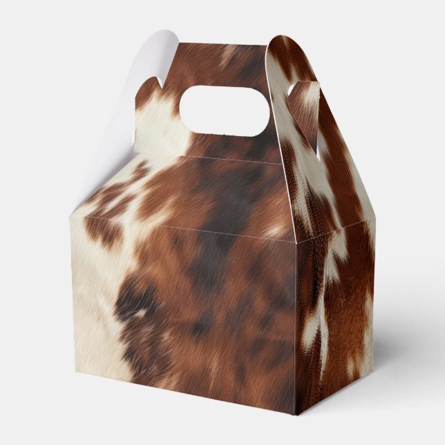 Brown Cream Cowhide Favour Box (Front Side)