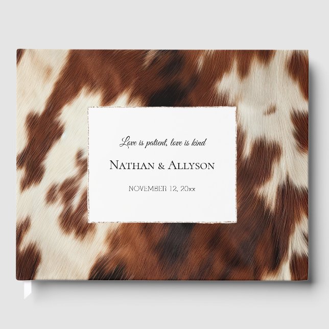 Brown Cream Cowhide Guest Book (Front)