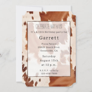 Brown Cream Cowhide Invitation