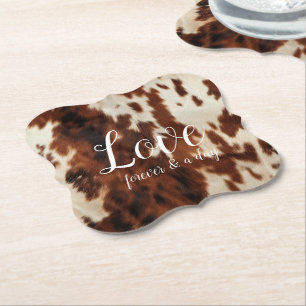 Brown Cream Cowhide Paper Coaster
