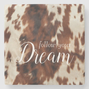 Brown Cream Cowhide Stone Coaster