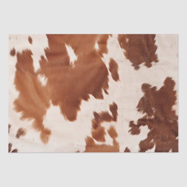 Brown Cream Cowhide Western Tissue Paper (Front)