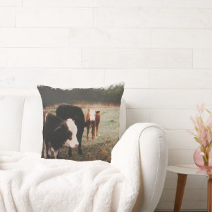 Brown Cream Cows Cushion