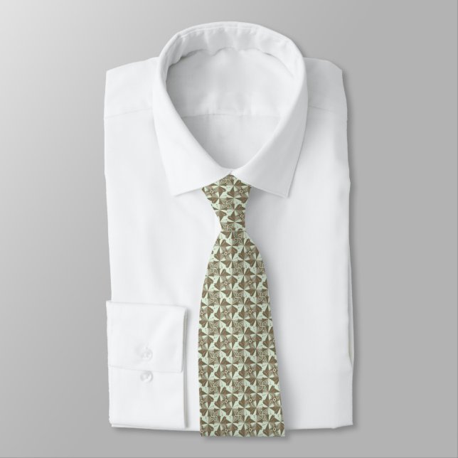 Brown & Cream Diamond Fractal Tie (Tied)