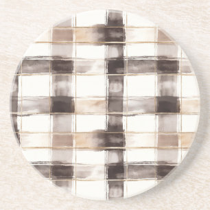 Brown Cream Gold Stripes Coaster
