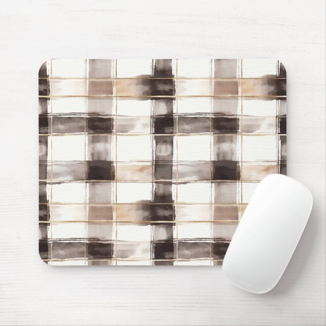 Brown Cream Gold Stripes Mouse Mat (With Mouse)