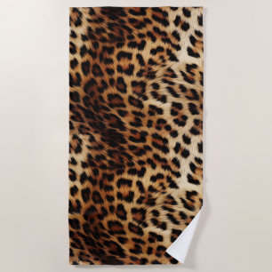 Brown Cream Leopard Animal  Beach Towel