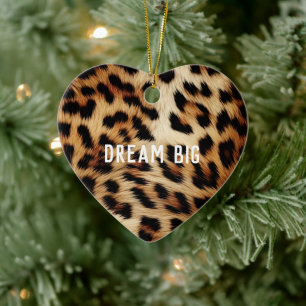 Brown Cream Leopard Animal Ceramic Tree Decoration