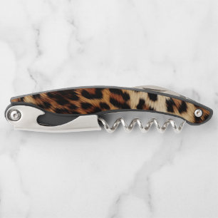 Brown Cream Leopard Animal Print Corkscrew