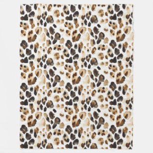 Brown Cream Leopard Animal Print Fleece Blanket