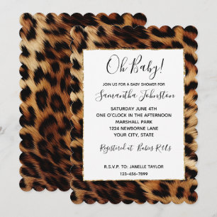 Brown Cream Leopard Animal Print  Invitation