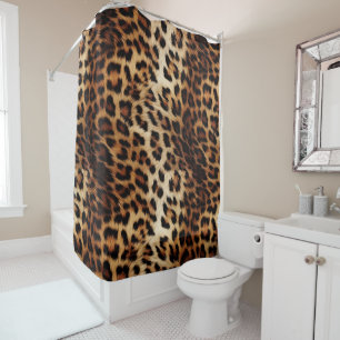 Brown Cream Leopard Animal  Shower Curtain