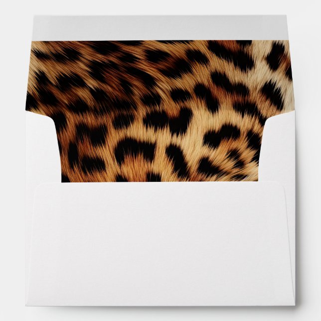 Brown Cream Leopard Animal Wedding Envelope (Back (Bottom))