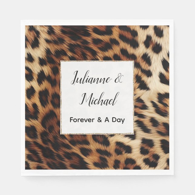 Brown Cream Leopard Animal Wedding Napkin (Front)