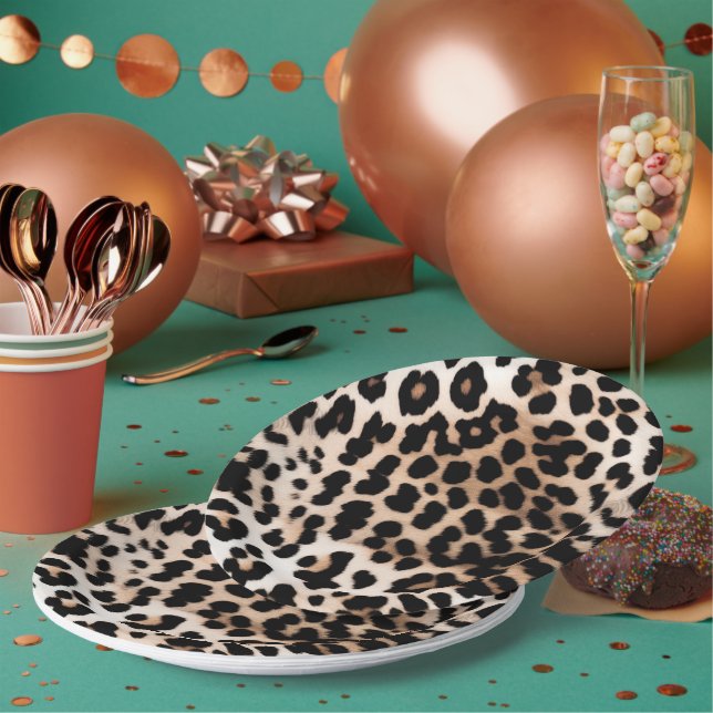 Brown Cream Leopard Paper Plate (Multi)