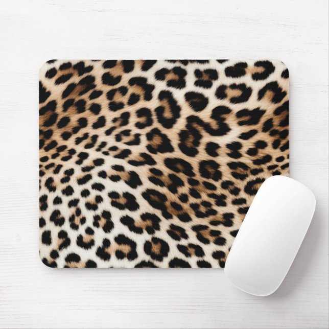 Brown Cream Leopard Print Mouse Mat (With Mouse)