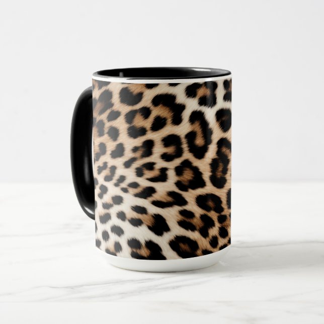 Brown Cream Leopard Print Mug (Front Left)