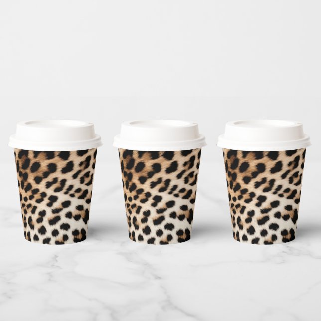 Brown Cream Leopard Print Paper Cups (Multi)