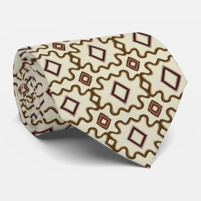 Brown Cream Old Spanish Design Tie (Rolled)