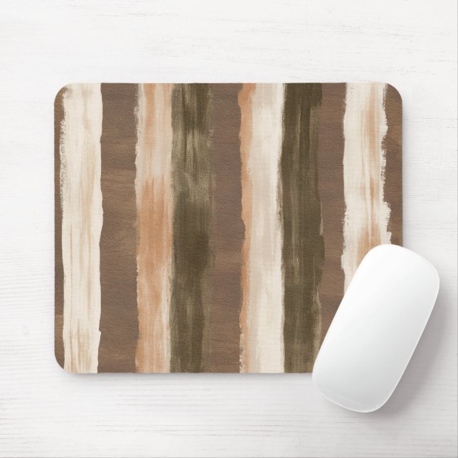 Brown Cream Orange Stripes Mouse Mat (With Mouse)