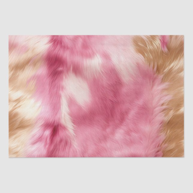 Brown Cream Pink Cowgirl Cowhide  Tissue Paper (Front)
