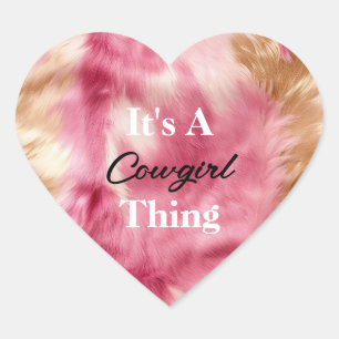Brown Cream Pink Cowgirl Quote Heart Sticker