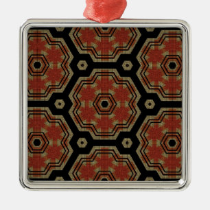 Brown, Cream Retro Dots Art Seamless Pattern Metal Tree Decoration