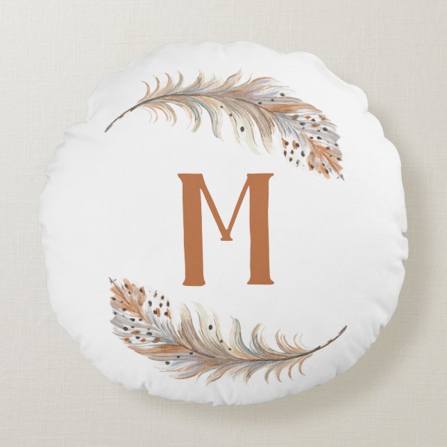 Brown & Cream  Round Cushion (Front)