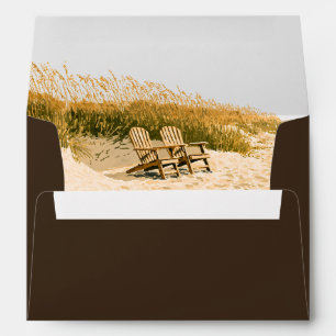 Brown Cream Script Return Address Wedding Envelope