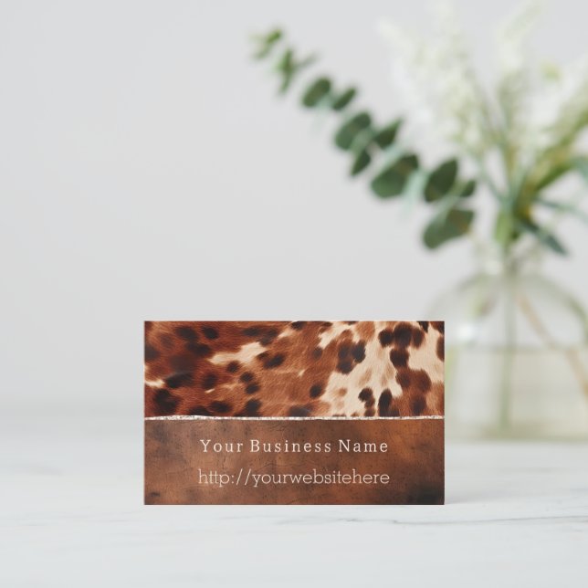 Brown Cream Southwest Cowhide Business Card (Standing Front)