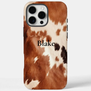 Brown Cream Southwest Cowhide Christmas iPhone 16 Pro Max Case