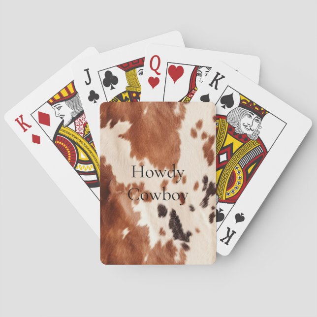 Brown Cream Southwest Cowhide Christmas Playing Cards (Back)