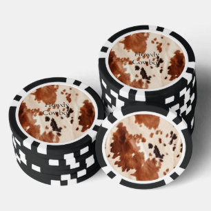 Brown Cream Southwest Cowhide Christmas Poker Chips
