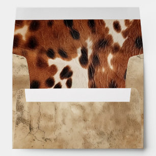 Brown Cream Southwest Cowhide Envelope