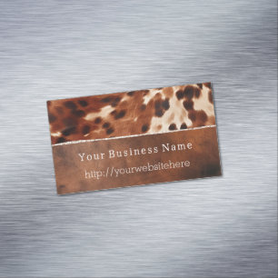 Brown Cream Southwest Cowhide Magnetic Business Card