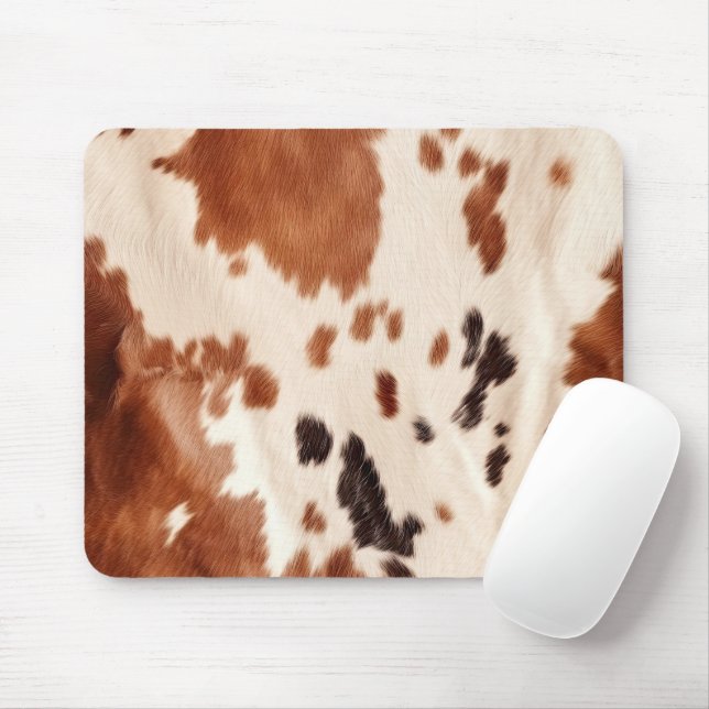 Brown Cream Southwest Cowhide  Mouse Mat (With Mouse)