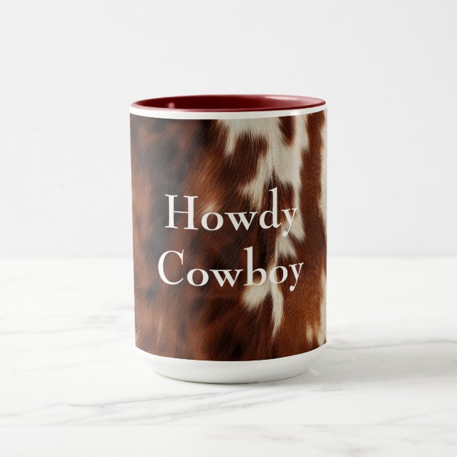 Brown Cream Southwest Cowhide Mug (Center)