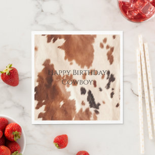 Brown Cream Southwest Cowhide  Napkin